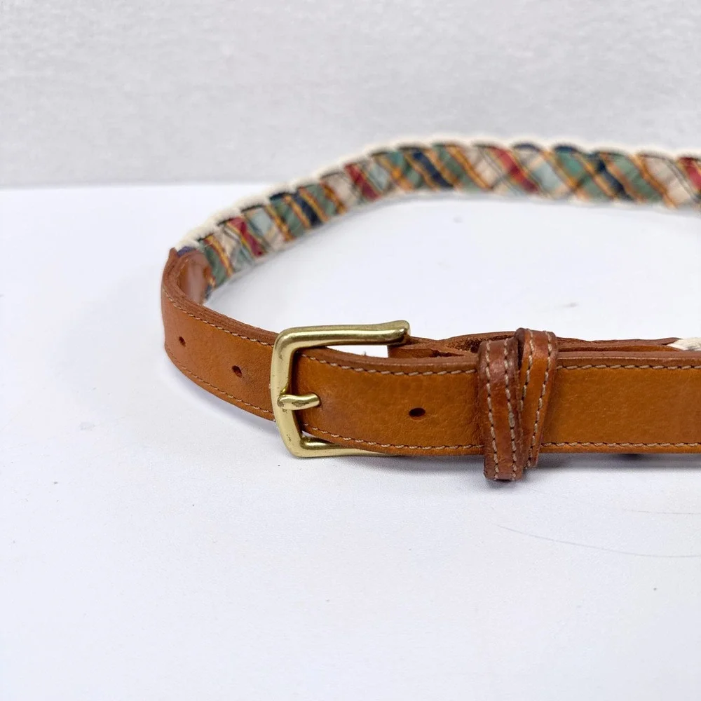 Kiel James Patrick KJP Braided Belt Mens Size 28 Blue White Preppy Coastal